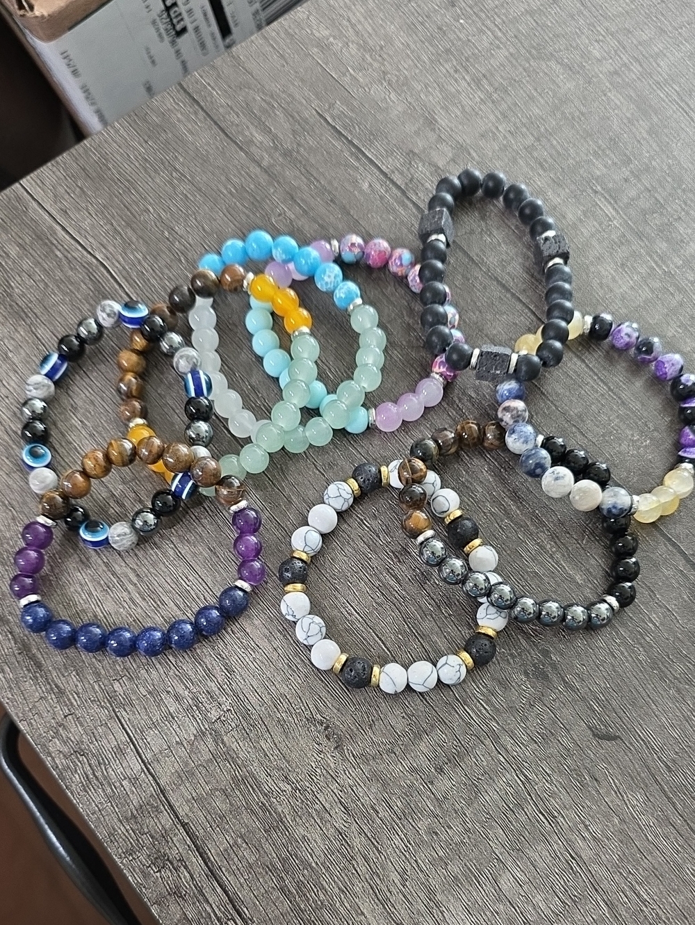 Beaded Stretch Bracelet Set - Multicolor Gemstone Stack